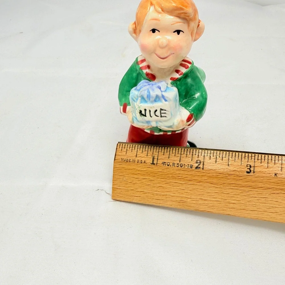 Christmas Naughty or Nice Boy Ceramic Salt Pepper Shaker Holiday Decor 4.75in